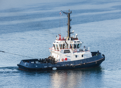A photo of a tug boat on a body of water